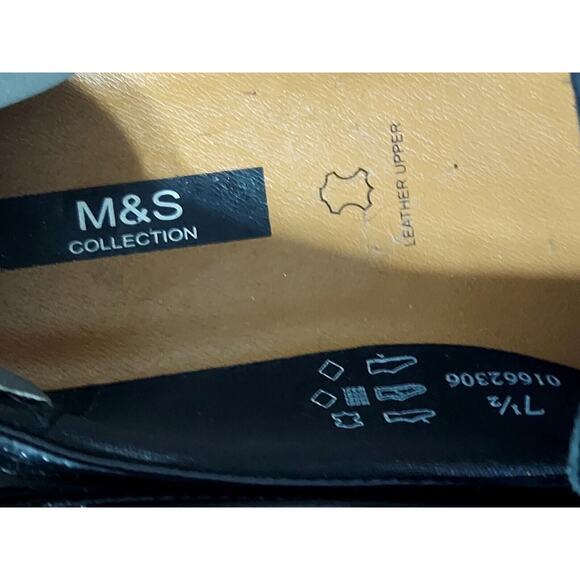 🎁 M&S Collection - Men's Size 7 1/2 Black Leather Slip-on Dress Loafers - NICE! - Picture 9 of 10